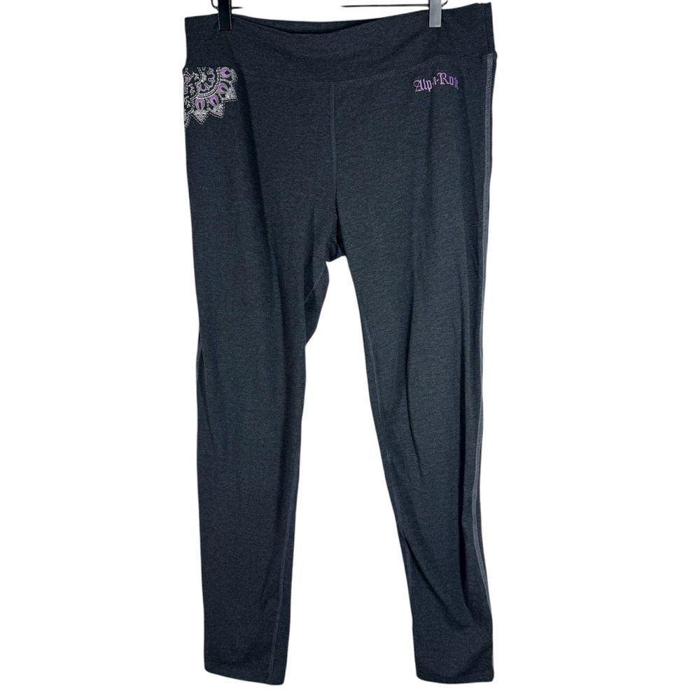 Alp N Rock Embroidered Leggings Gray Yoga Pants Size 5 Or XL